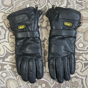 Bristol Women’s Sz S Black Leather Motorcycle Riding Gloves Insulated Tall Zip